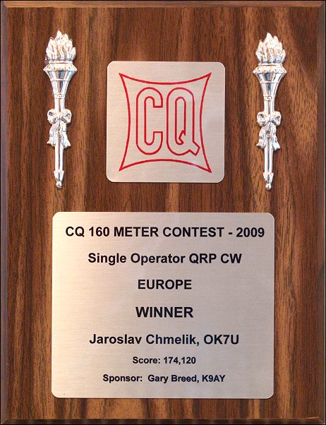 plaque CQ 160m CW 2009