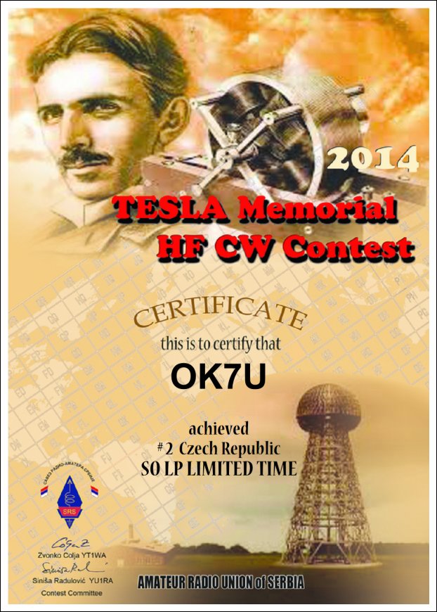 certificate Tesla Memorial OK7U